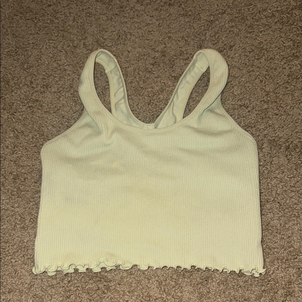 Yogalicious Cream Ribbed Crop Tank Top